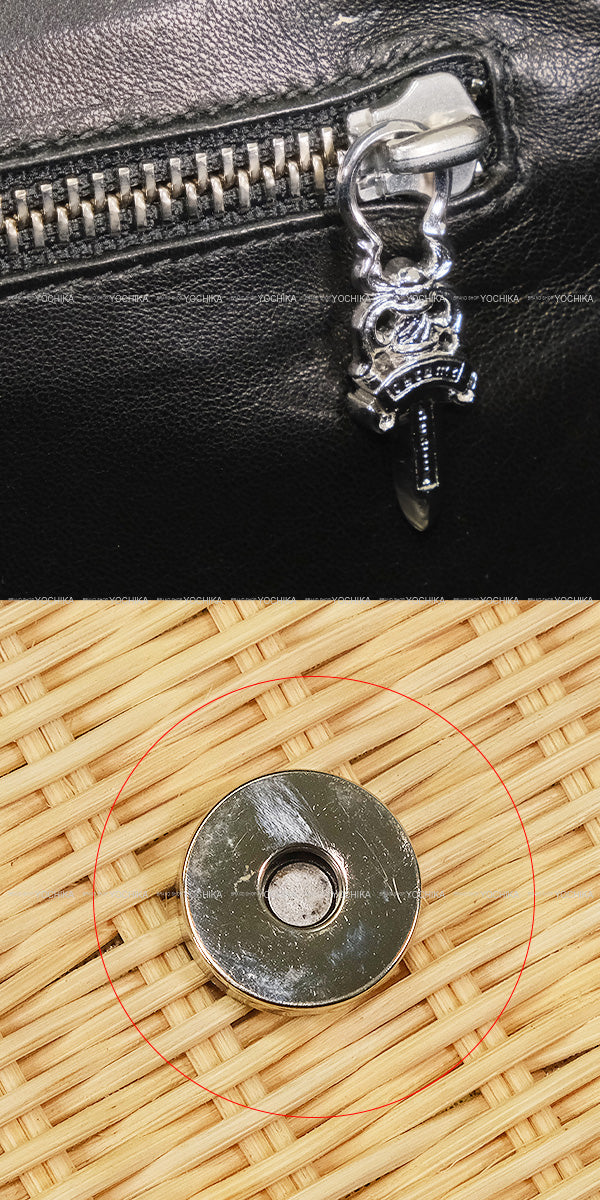[Pre-loved] CHROME HEARTS Handbag DOLLY Blanc (White)/Noir (Black)/Naturel Silver925 (SV925 Ag925) Leather/Rattan Silver HW[USED SA][Authentic]