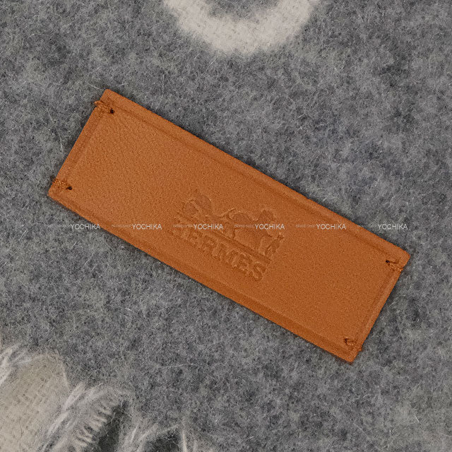 2024AW HERMES muffler Kazak Key Collection Grey/Blanc (White) Cashmere[EXCELLENT][Authentic]