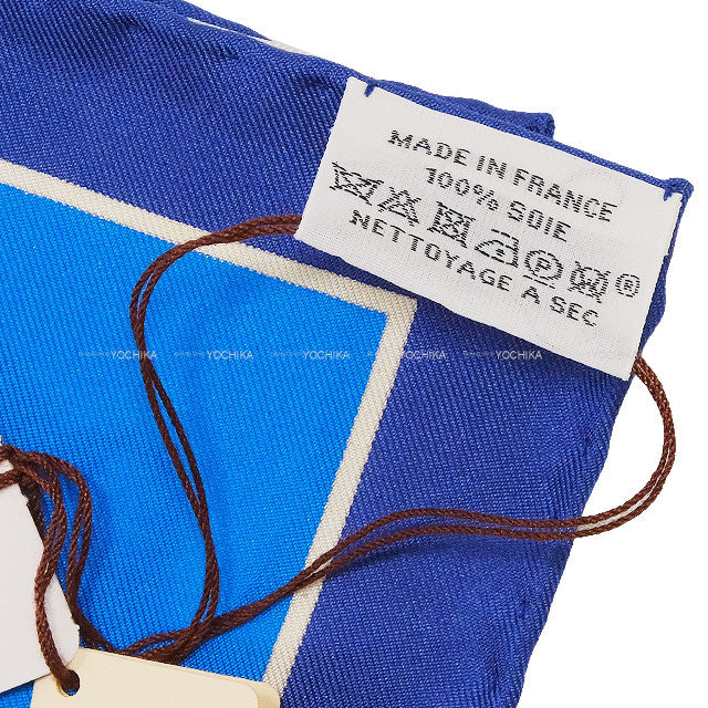 2021AW HERMES scarf Carre 90 DUO COSMIQUE Blue/Blanc (White)/Multicolor Silk100%[EXCELLENT][Authentic]