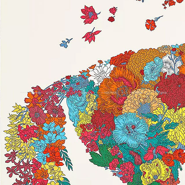 HERMES scarf Carre 90 Robe Legere Cream/Blue/Multicolor Silk100%[EXCELLENT][Authentic]