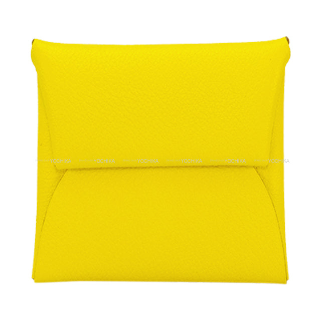 HERMES change purse Bastia Verso Lime/Chai Evercolor Silver HW Stamp U[EXCELLENT][Authentic]