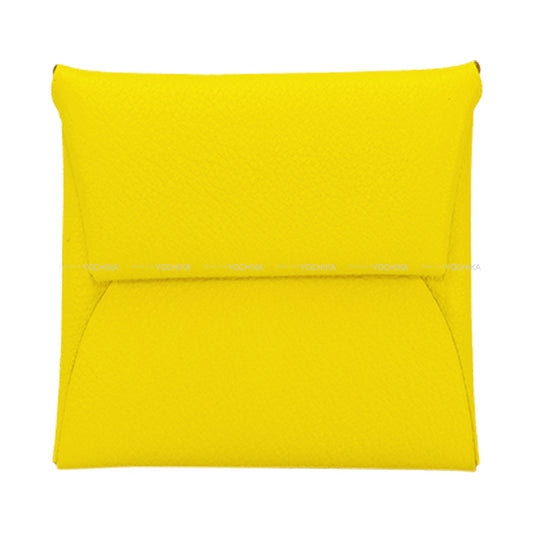 HERMES change purse Bastia Verso Lime/Chai Evercolor Silver HW Stamp U[EXCELLENT][Authentic]