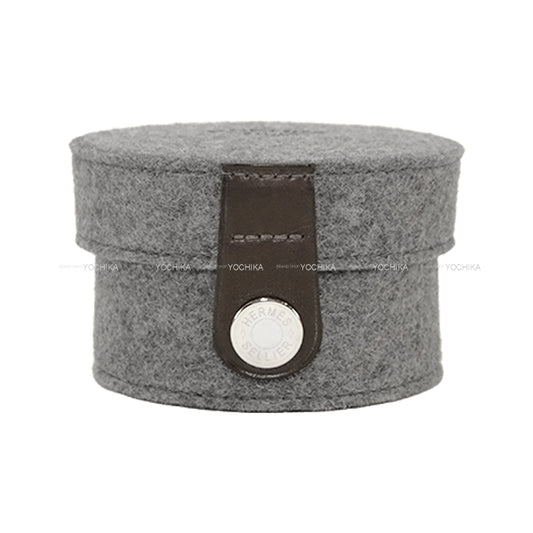 [Pre-loved] HERMES Suger Box Acier Feutre(Felt)/Veau Barenia[LIKE NEW][Authentic]