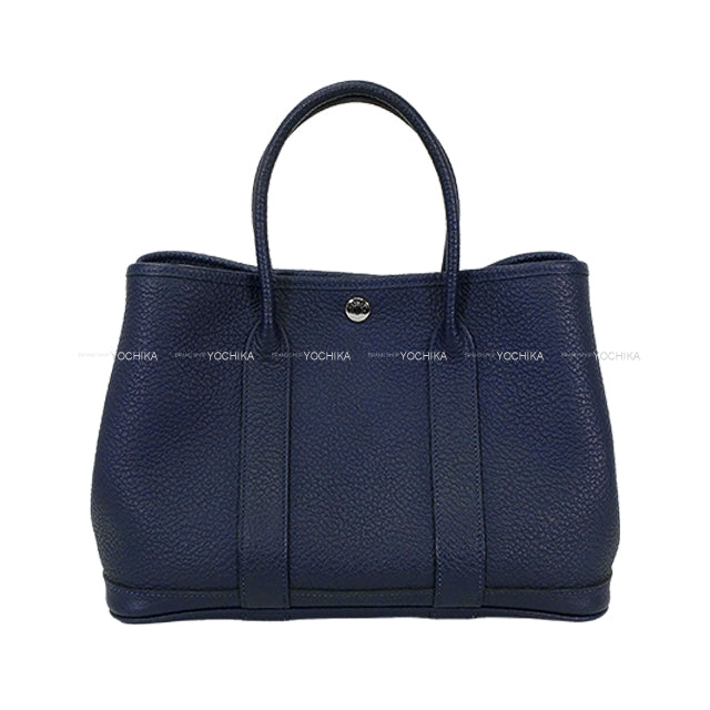 [Pre-loved] HERMES tote bag Garden Party 30 TPM Bleu Nuit Veau Negonda Silver HW Stamp T[USED SA][Authentic]