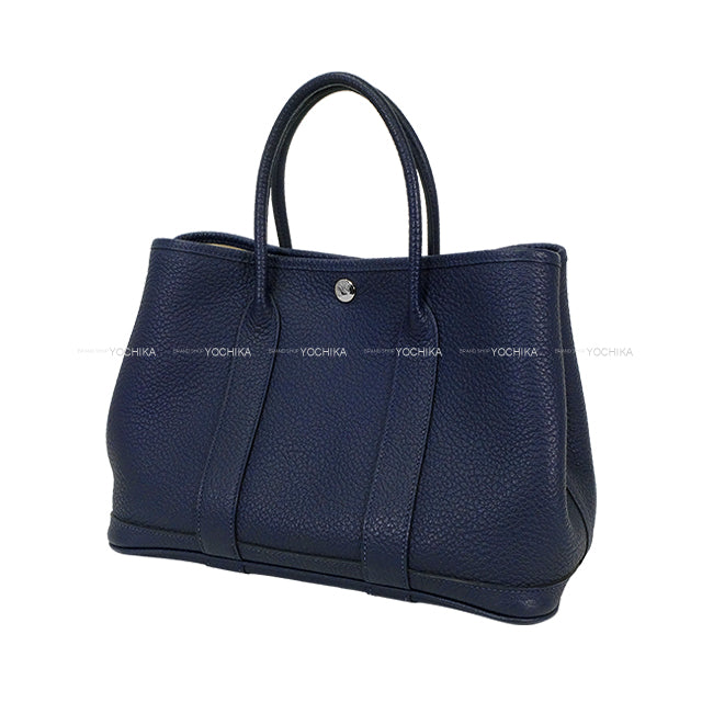 [Pre-loved] HERMES tote bag Garden Party 30 TPM Bleu Nuit Veau Negonda Silver HW Stamp T[USED SA][Authentic]