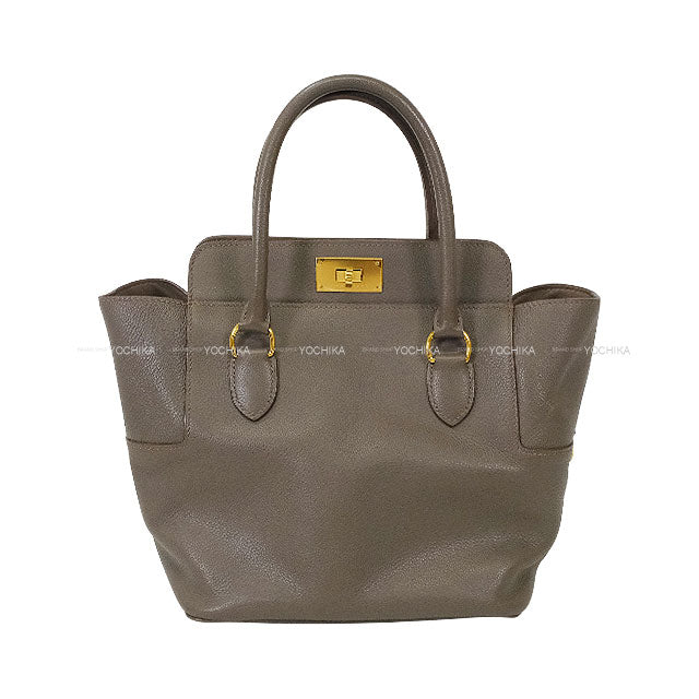 [Pre-loved] HERMES Handbag Tool Box 20 Etain Evercolor Gold HW Stamp X[USED SA][Authentic]