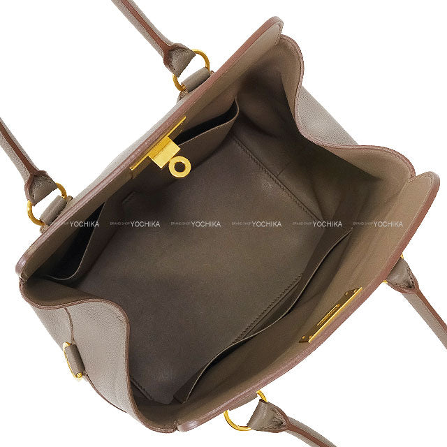 [Pre-loved] HERMES Handbag Tool Box 20 Etain Evercolor Gold HW Stamp X[USED SA][Authentic]