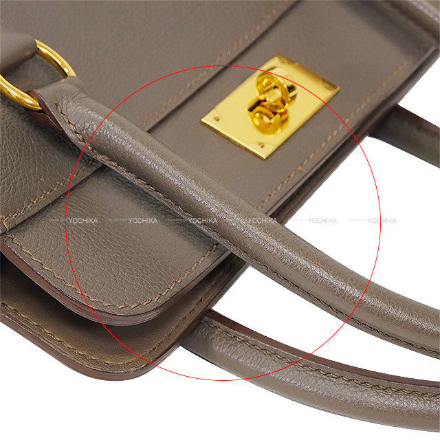 [Pre-loved] HERMES Handbag Tool Box 20 Etain Evercolor Gold HW Stamp X[USED SA][Authentic]