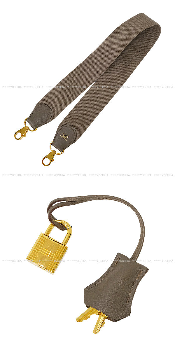 [Pre-loved] HERMES Handbag Tool Box 20 Etain Evercolor Gold HW Stamp X[USED SA][Authentic]