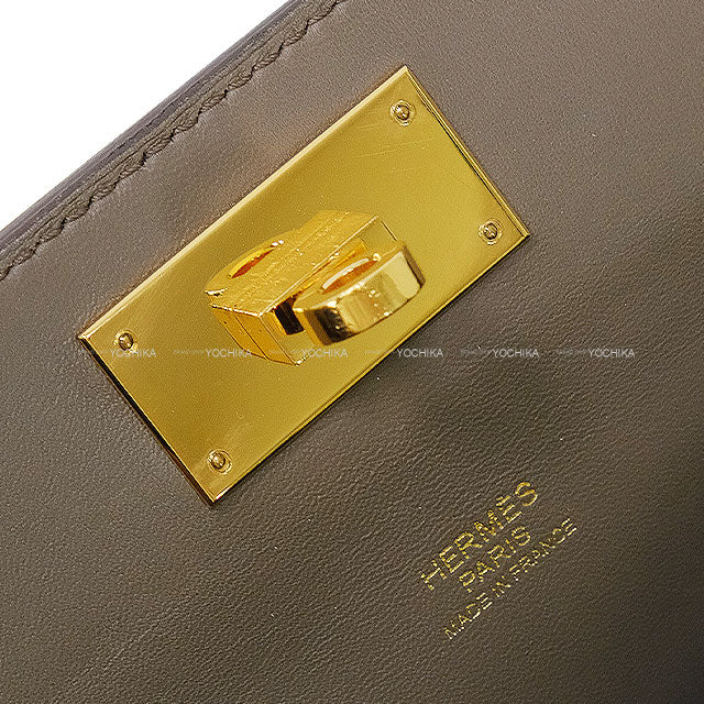[Pre-loved] HERMES Handbag Tool Box 20 Etain Evercolor Gold HW Stamp X[USED SA][Authentic]