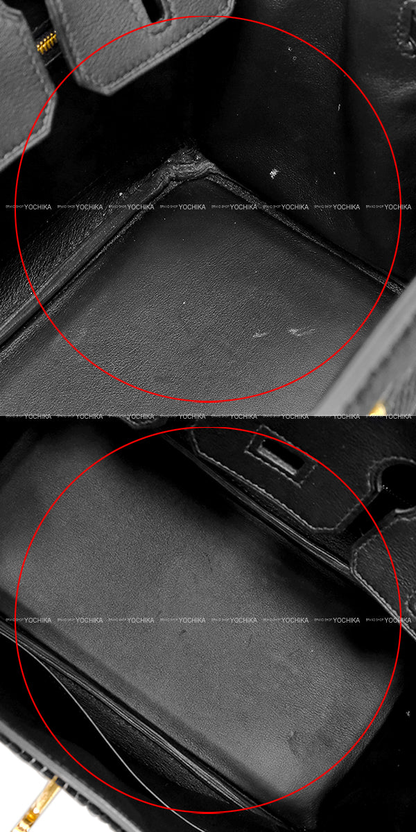 [Pre-loved] HERMES Handbag Birkin25 Cote a Cote Noir (Black) Veau Swift/Tuffetage Gold HW Stamp B[LIKE NEW][Authentic]