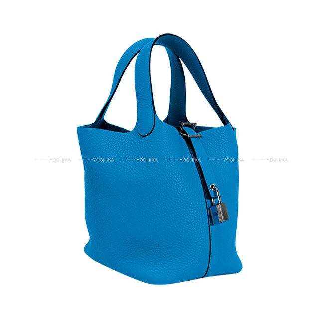 [Pre-loved] HERMES Handbag Picotin Lock 18 PM Blue Fride Taurillon Clemence Silver HW Stamp Y[LIKE NEW][Authentic]
