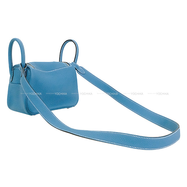 [Pre-loved] HERMES Shoulder bag Lindy mini 20 New Bleu Jean Taurillon Clemence Silver HW Stamp W[LIKE NEW][Authentic]