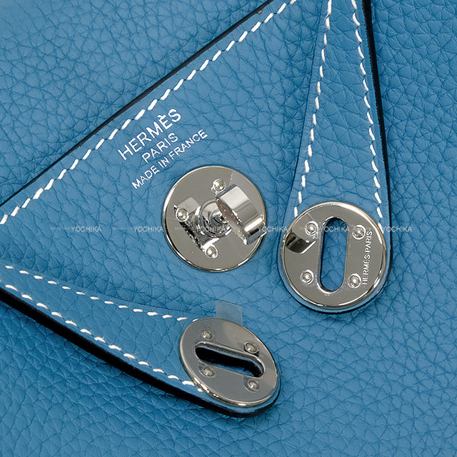 [Pre-loved] HERMES Shoulder bag Lindy mini 20 New Bleu Jean Taurillon Clemence Silver HW Stamp W[LIKE NEW][Authentic]