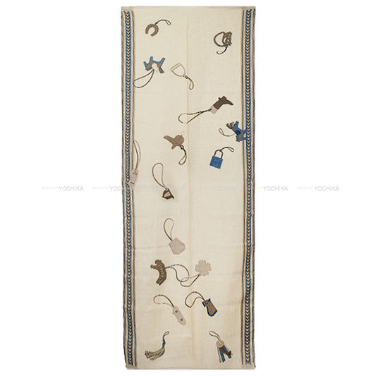 [Pre-loved] 2023 SS HERMES scarf Echarpe Rectangle Et Gris-Gris Ciel/Blue/Glycine Cashmere/Silk[LIKE NEW][Authentic]