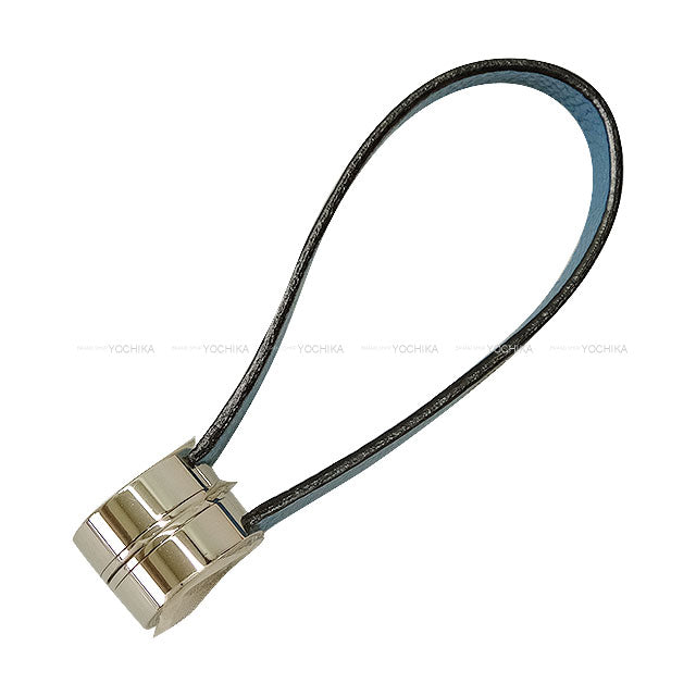 HERMES Glove Holder Malis Sellier Botton Bleu Jean Veau Epsom Silver HW[EXCELLENT][Authentic]