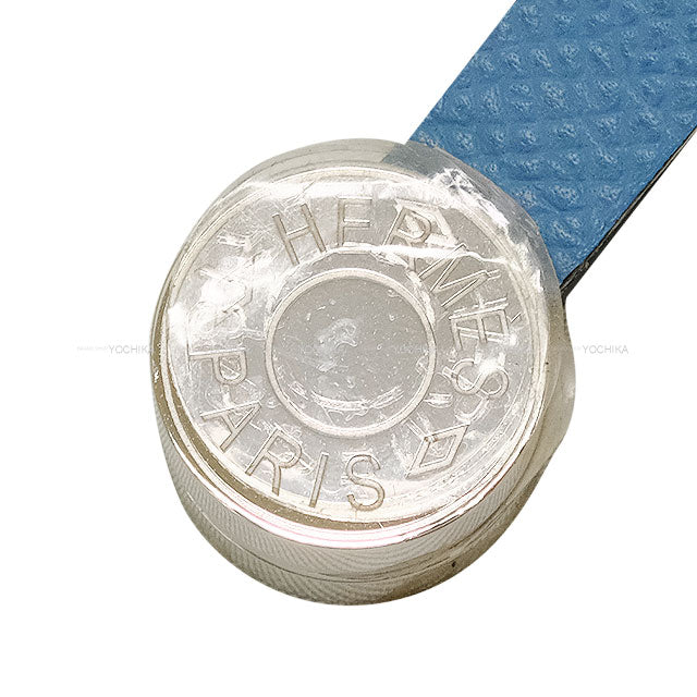 HERMES Glove Holder Malis Sellier Botton Bleu Jean Veau Epsom Silver HW[EXCELLENT][Authentic]