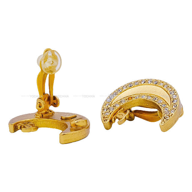 [Pre-loved] 2001 CHANEL earrings Moon stone COCO Mark Metal Gold HW[USED SA][Authentic]
