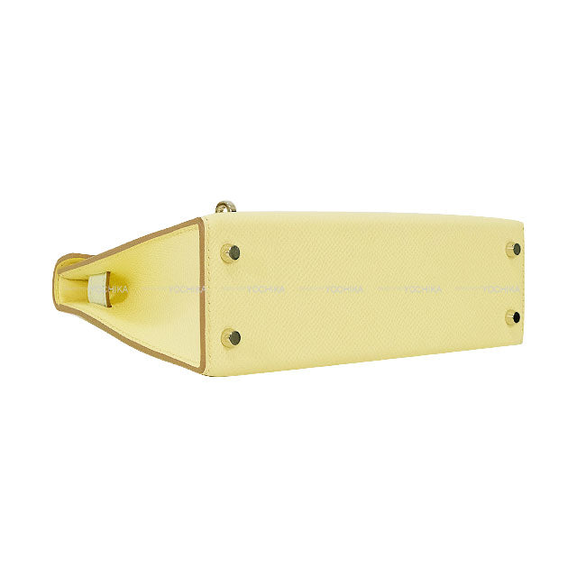 HERMES Shoulder bag Kelly mini 2 Kelly20 Tricolor Jaune Milton/Vert Fizz/Vert Vertigo Veau Epsom Silver HW Stamp W[EXCELLENT][Authentic]