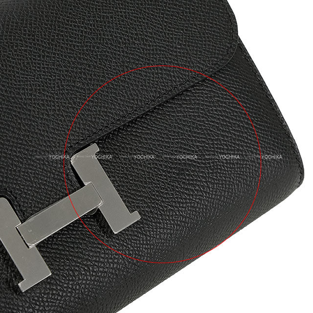 HERMES long wallet Constance Long wallet To Go Noir (Black) Veau Epsom Silver HW Stamp K[ALMOST NEW][Authentic]