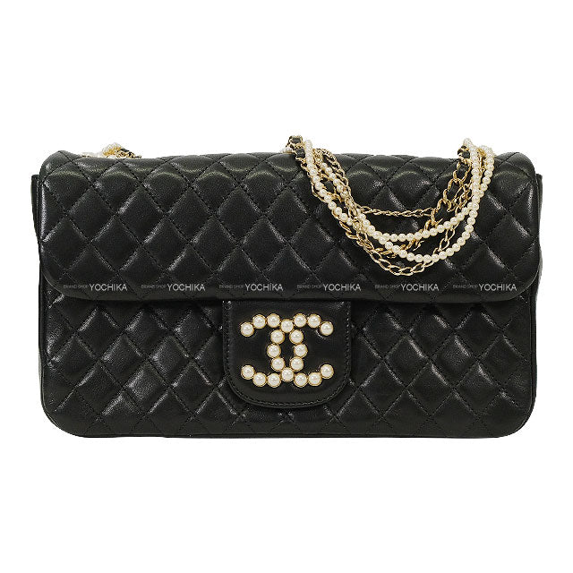 [Pre-loved] CHANEL Shoulder bag Westminster Pearl Chain Noir (Black) Lambskin Champagne Gold HW A39011[USED SA][Authentic]