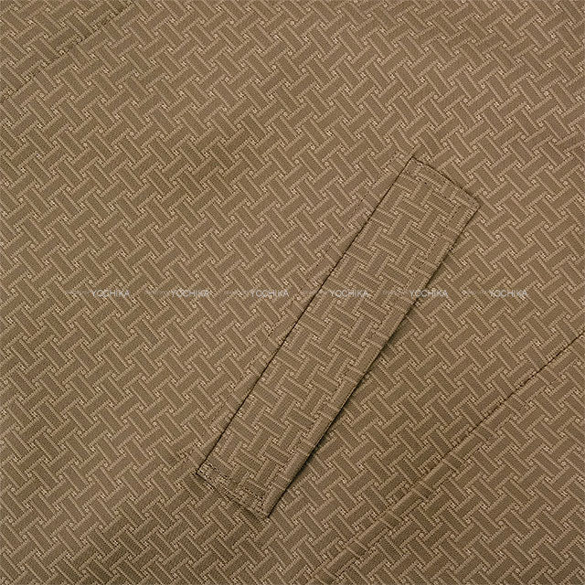 HERMES Trench coat H Mosaic Long Brown Cotton/Lambskin #40 Silver HW 4E0128DJ[EXCELLENT][Authentic]