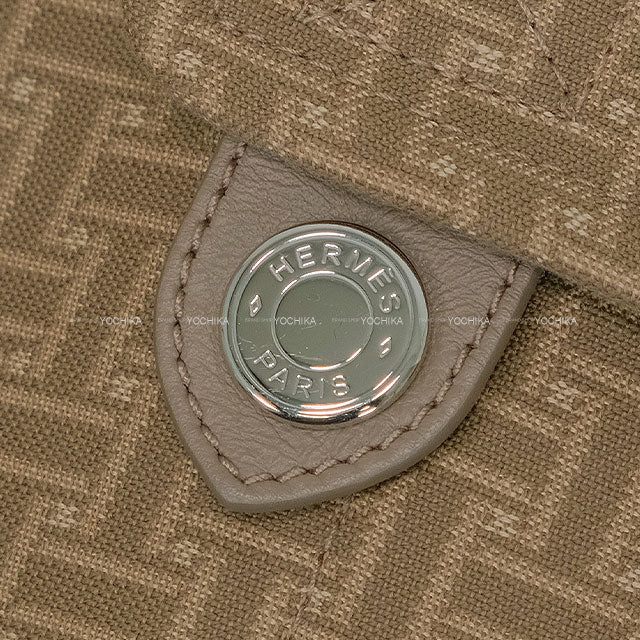 HERMES Trench coat H Mosaic Long Brown Cotton/Lambskin #40 Silver HW 4E0128DJ[EXCELLENT][Authentic]