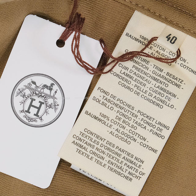 HERMES Trench coat H Mosaic Long Brown Cotton/Lambskin #40 Silver HW 4E0128DJ[EXCELLENT][Authentic]