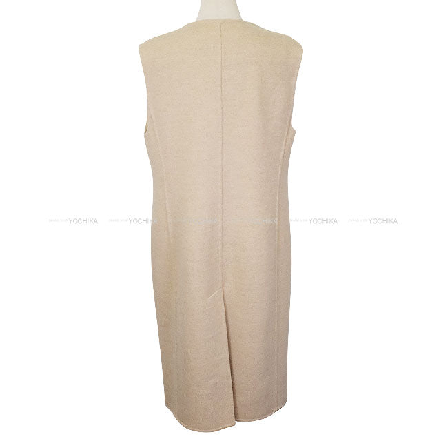 HERMES Vests Gillet Wood Sellier Button Light Beige Cashmere100% #40 3H0191DE[EXCELLENT][Authentic]