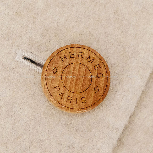 HERMES Vests Gillet Wood Sellier Button Light Beige Cashmere100% #40 3H0191DE[EXCELLENT][Authentic]