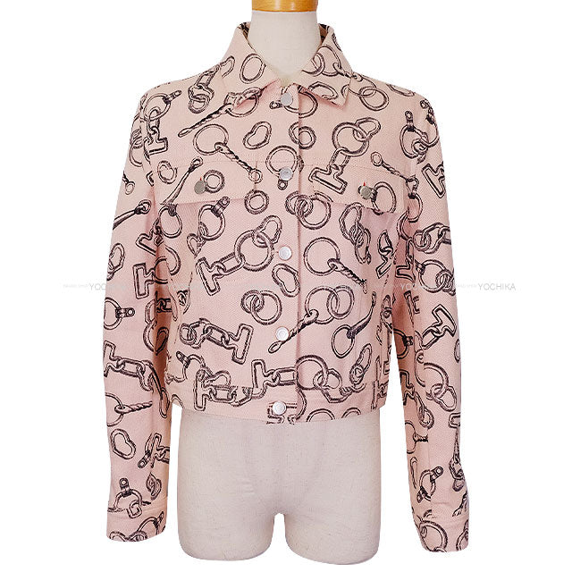 HERMES Denim jacket Kaleido Scope Effect Pink Cotton100% #38 Silver HW 4H0253DD[BRAND NEW][Authentic]