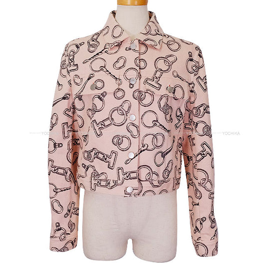 HERMES Denim jacket Kaleido Scope Effect Pink Cotton100% #38 Silver HW 4H0253DD[BRAND NEW][Authentic]