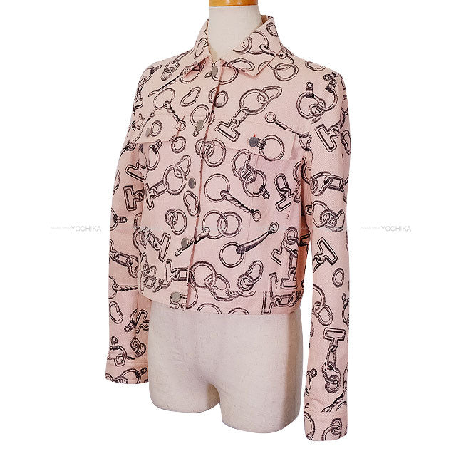 HERMES Denim jacket Kaleido Scope Effect Pink Cotton100% #38 Silver HW 4H0253DD[BRAND NEW][Authentic]