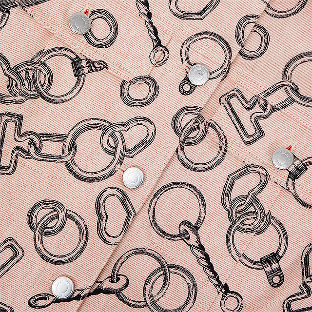 HERMES Denim jacket Kaleido Scope Effect Pink Cotton100% #38 Silver HW 4H0253DD[BRAND NEW][Authentic]