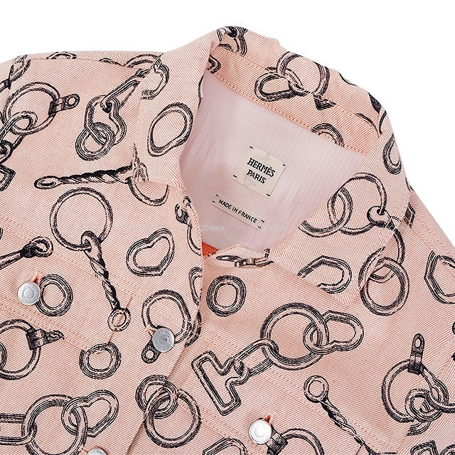 HERMES Denim jacket Kaleido Scope Effect Pink Cotton100% #38 Silver HW 4H0253DD[BRAND NEW][Authentic]