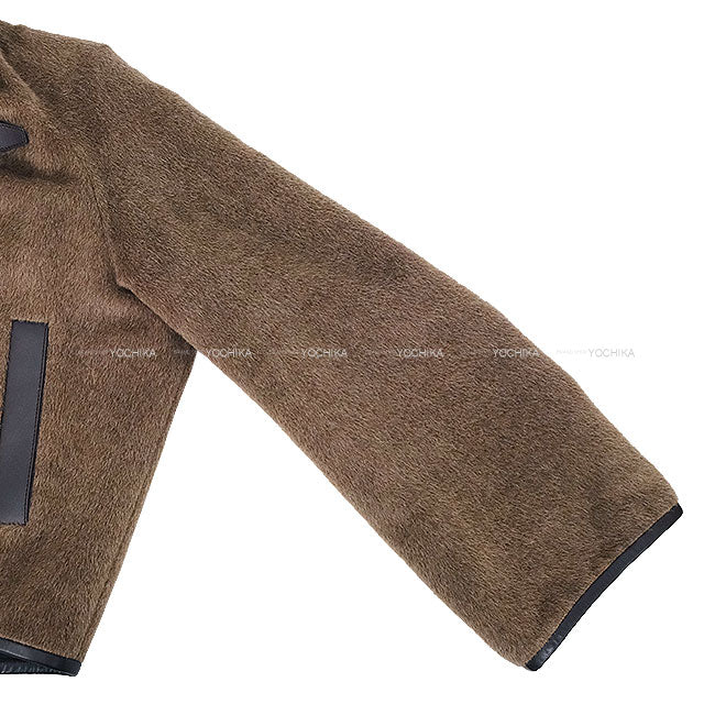 [Pre-loved] 2024AW HERMES Stainless collar coat Hoodie with Belt Brown Alpaca/Lambskin #38 4H0198DE[LIKE NEW][Authentic]