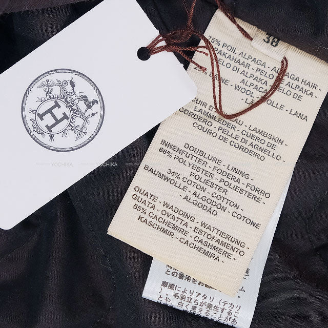 [Pre-loved] 2024AW HERMES Stainless collar coat Hoodie with Belt Brown Alpaca/Lambskin #38 4H0198DE[LIKE NEW][Authentic]