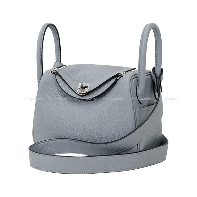 HERMES Shoulder bag Lindy mini 20 Gris Pantin Taurillon Clemence Silver HW Stamp K[BRAND NEW][Authentic]