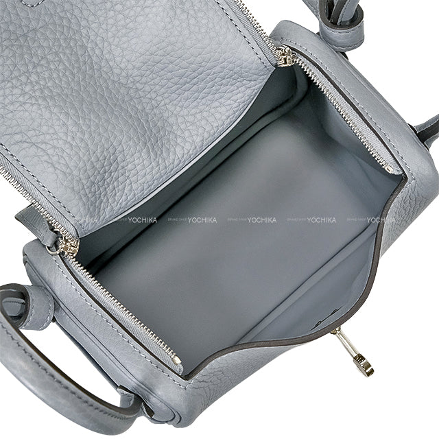 HERMES Shoulder bag Lindy mini 20 Gris Pantin Taurillon Clemence Silver HW Stamp K[BRAND NEW][Authentic]
