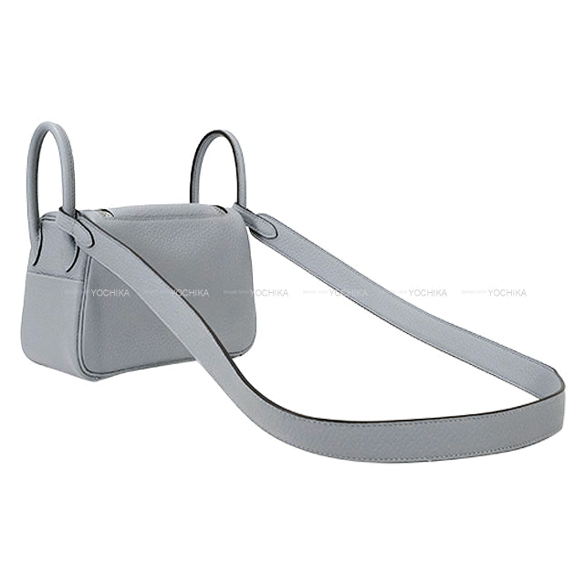 HERMES Shoulder bag Lindy mini 20 Gris Pantin Taurillon Clemence Silver HW Stamp K[BRAND NEW][Authentic]