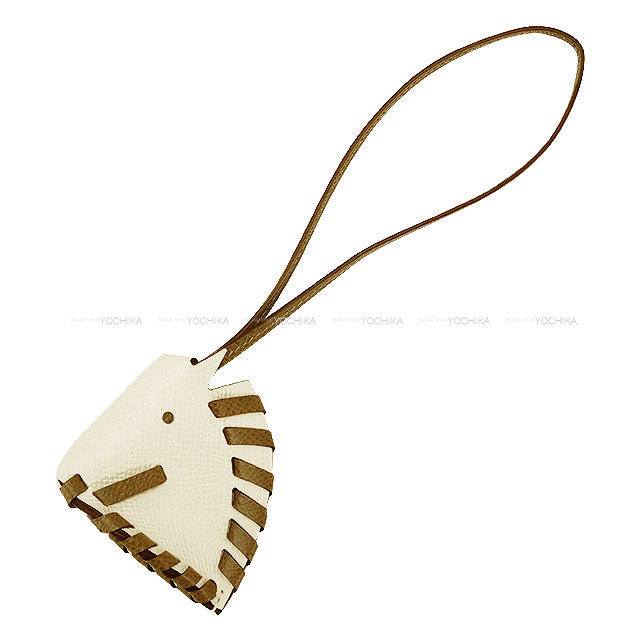 HERMES bag charm Cheval Tresse Nata/Etoupe Veau Epsom Stamp K[BRAND NEW][Authentic]