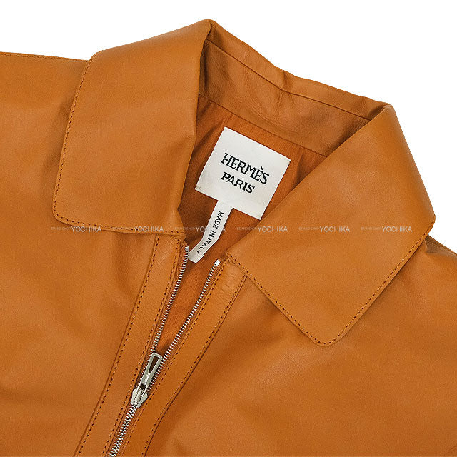 HERMES setup Leather Twin Jacket GiletMarron Alezan Calf Skin #38 Silver HW[EXCELLENT][Authentic]
