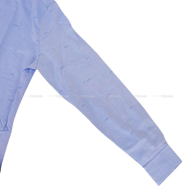 HERMES Long sleeve shirt Men’s Dress Blue Cotton100% #42 Silver HW 166060HA7042[EXCELLENT][Authentic]