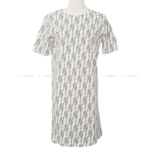 2022SS HERMES Short sleeve t shirt Women's Dress Criketis Blanc (White)/Noir (Black) Cotton100% #34[EXCELLENT][Authentic]