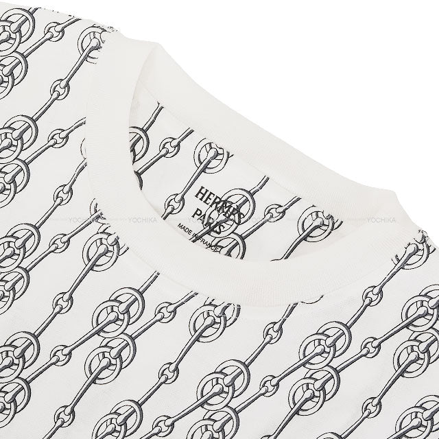 2022SS HERMES Short sleeve t shirt Women's Dress Criketis Blanc (White)/Noir (Black) Cotton100% #34[EXCELLENT][Authentic]