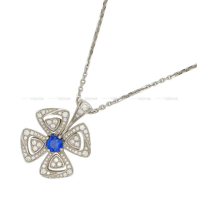 [Pre-loved] BVLGARI pendant top FIOREVER Sapphire 0.39ct/Diamond 0.31ct/K18WG 358426[LIKE NEW][Authentic]