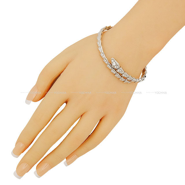 [Pre-loved] BVLGARI bracelet Serpenti Viper Single Coil Slim #L Diamond 351846[USED SA][Authentic]