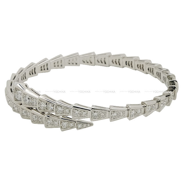 [Pre-loved] BVLGARI bracelet Serpenti Viper Single Coil Slim #L Diamond 351846[USED SA][Authentic]