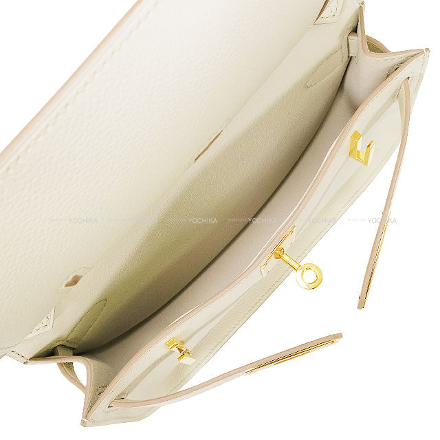 HERMES Shoulder bag Jypsiere Mini Beton Evercolor Gold HW Stamp B[EXCELLENT][Authentic]