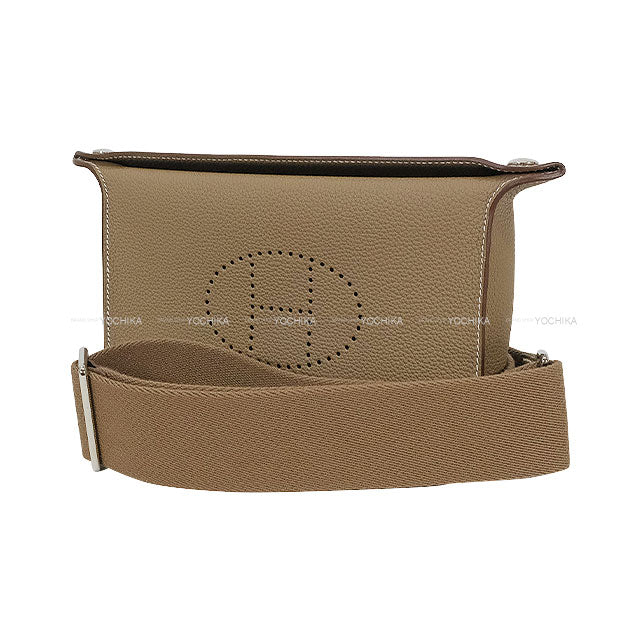 [Pre-loved] HERMES Shoulder bag Cross body bag Videpoches H logo Evelyn punching Etoupe Veau Togo Silver HW Stamp B[LIKE NEW][Authentic]